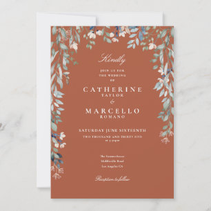 Invitation Fleurs sauvages en terre cuite Code QR Mariage