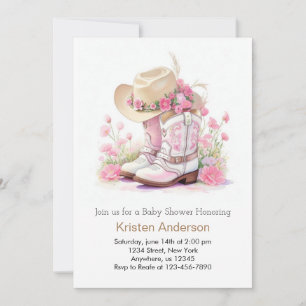 Invitation Fleurs sauvages et bottes Baby shower fille
