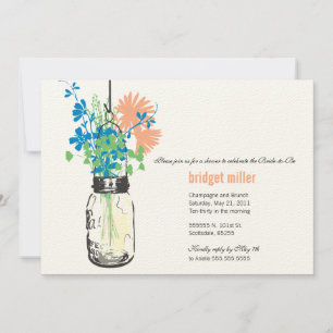 Invitation Fleurs sauvages et Fête de l'mariée Mason Jar