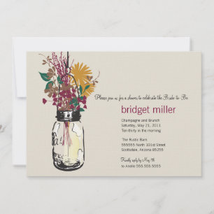 Invitation Fleurs sauvages et Fête des mariées Mason Jar