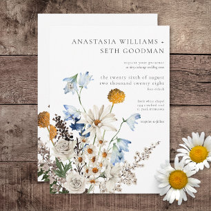 Invitation Fleurs sauvages et marguerites rustiques