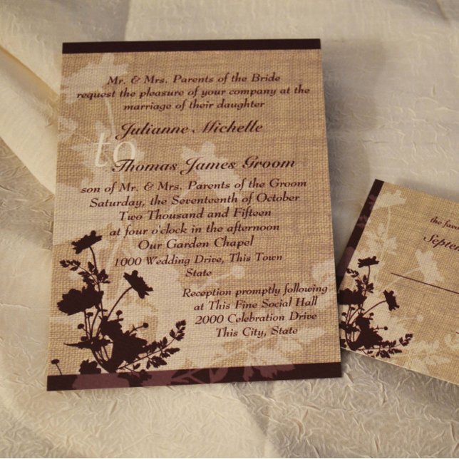 Invitation Fleurs sauvages et Mariage Burlap (Créateur téléchargé)