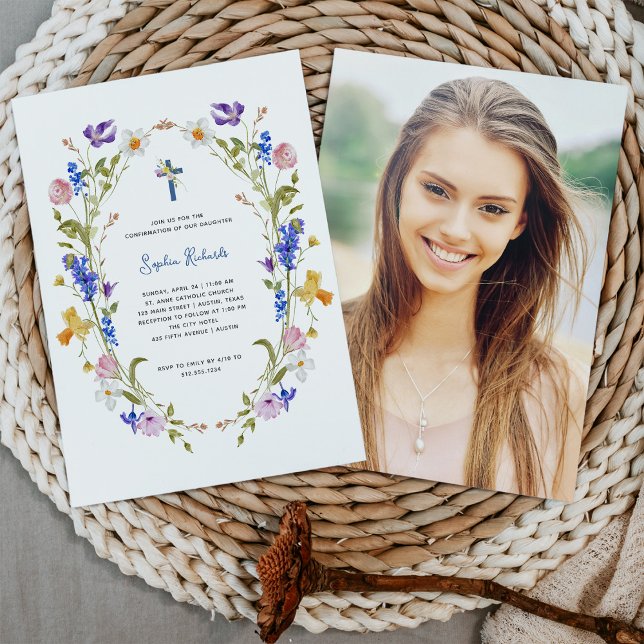 Invitation Fleurs sauvages et papillons Confirmation de la ph (Créateur téléchargé)