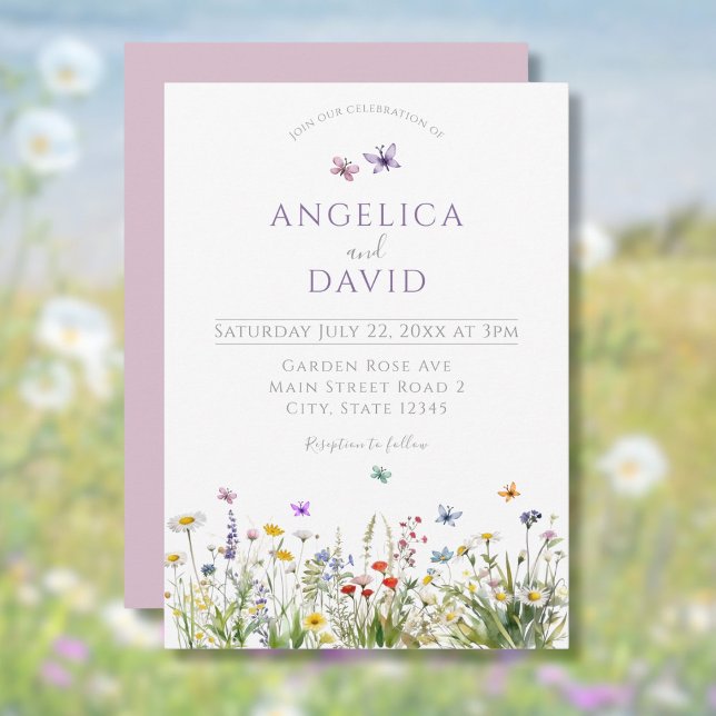 Invitation Fleurs sauvages et papillons Mariages (Créateur téléchargé)