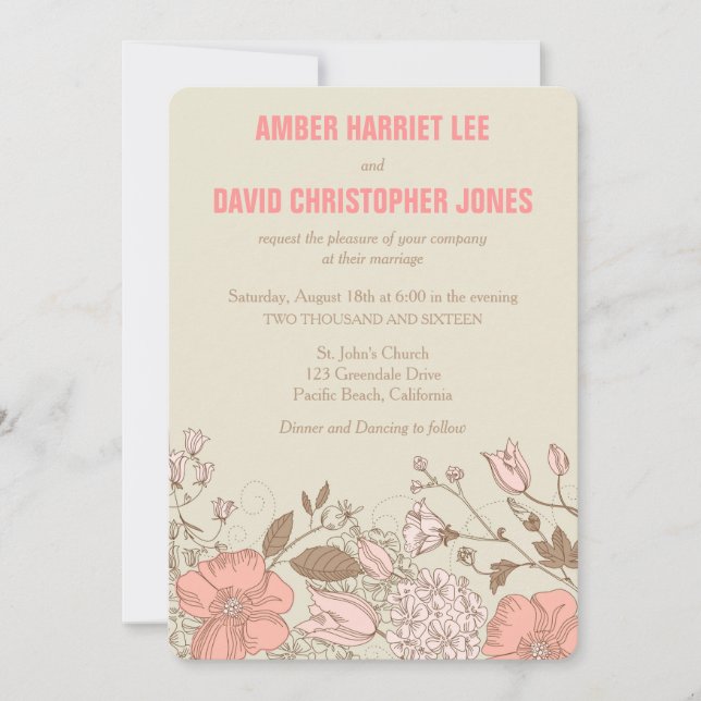 Invitation Fleurs sauvages -Faire-part de mariage (Devant)