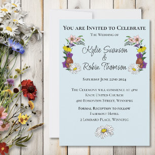 Invitation Fleurs sauvages Floral Blue Champhrooms Mariage