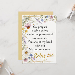 Invitation Fleurs sauvages Floral Botanique, Psaume 23:5 Écri