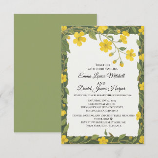 Invitation Fleurs sauvages florales jaune vert élégant