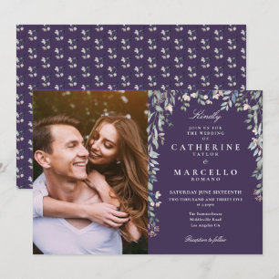 Invitation Fleurs sauvages florales violettes en cascade Phot