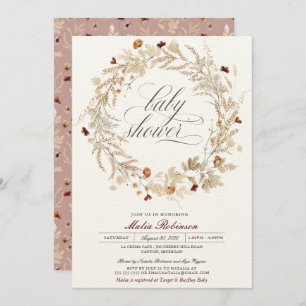 Invitation Fleurs sauvages floraux séchés Automne Baby shower