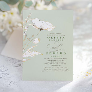 Invitation Fleurs sauvages Gold Foil Sage Green Rehearer Dîne