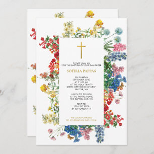 Invitation Fleurs sauvages Grec Orthodoxe Christening Baptême