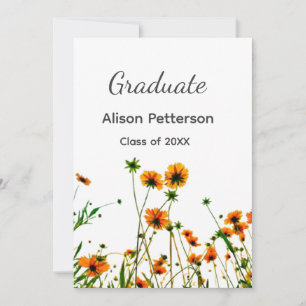 Invitation Fleurs sauvages jaune orange graduatie rustique mo
