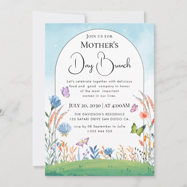 Invitation Fleurs sauvages lumineuses boho chic modernes (Devant)