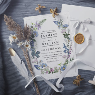 Invitation Fleurs sauvages Mariage rustique moderne élégant v