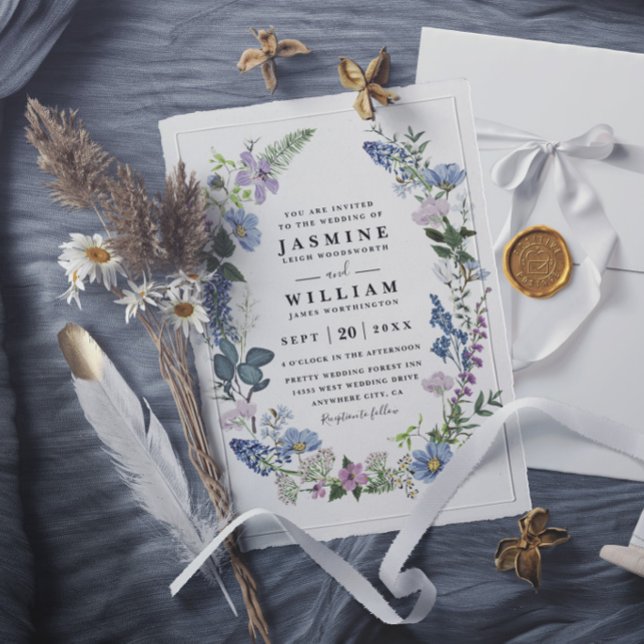 Invitation Fleurs sauvages Mariage rustique moderne élégant v (Créateur téléchargé)