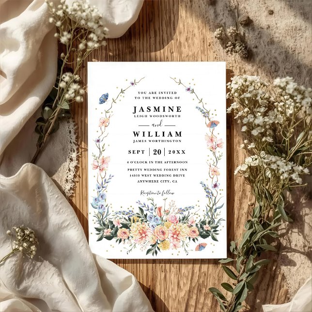 Invitation Fleurs sauvages Mariage rustique printemps poussié (Créateur téléchargé)