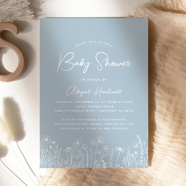 Invitation Fleurs sauvages minimalistes Boho Dusty Baby showe (Créateur téléchargé)