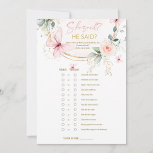 Invitation Fleurs sauvages papillon il dit qu'elle a dit jeu