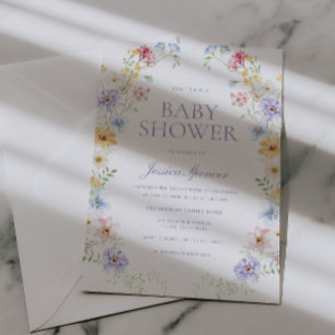 Invitation Fleurs sauvages pastel vibrant Baby Shower moderne