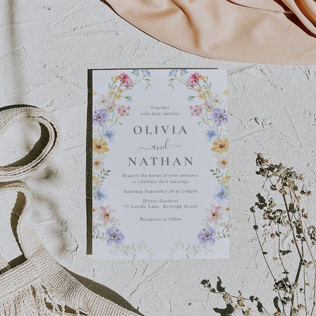 Invitation Fleurs sauvages pastel vibrant mariage moderne (Créateur téléchargé)