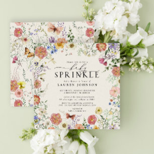 Invitation Fleurs Sauvages Pressées Baby Shower Fête de Fille
