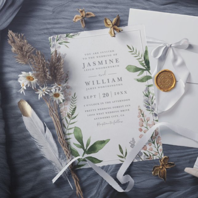 Invitation Fleurs sauvages printanières Mariage rustique élég (Créateur téléchargé)