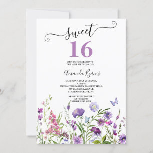 INVITATION FLEURS SAUVAGES PURPLE FLORAL MEADOW COULEUR D'EAU