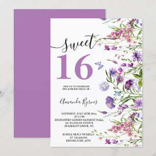 INVITATION FLEURS SAUVAGES PURPLE FLORAL MEADOW COULEUR D'EAU
