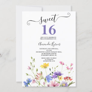 INVITATION FLEURS SAUVAGES PURPLE FLORAL MEADOW COULEUR D'EAU