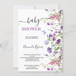 INVITATION FLEURS SAUVAGES PURPLE FLORAL MEADOW COULEUR D'EAU