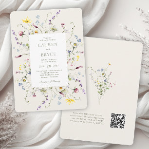 Invitation Fleurs Sauvages Romantiques Code QR de Mariage Bot