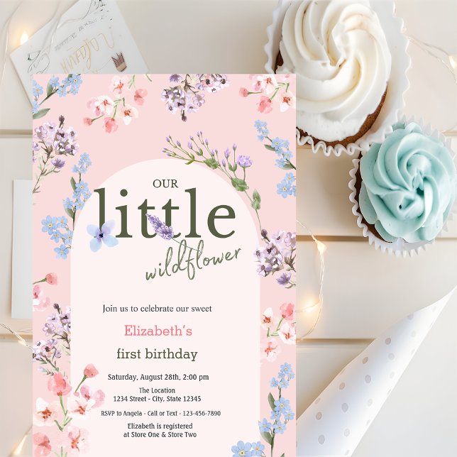 Invitation Fleurs sauvages rose bébé en fleurs Anniversaire (Créateur téléchargé)