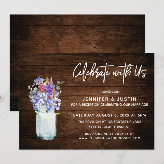 Invitation Fleurs sauvages Rustique Célébrez avec nous dans u (Devant / Derrière)