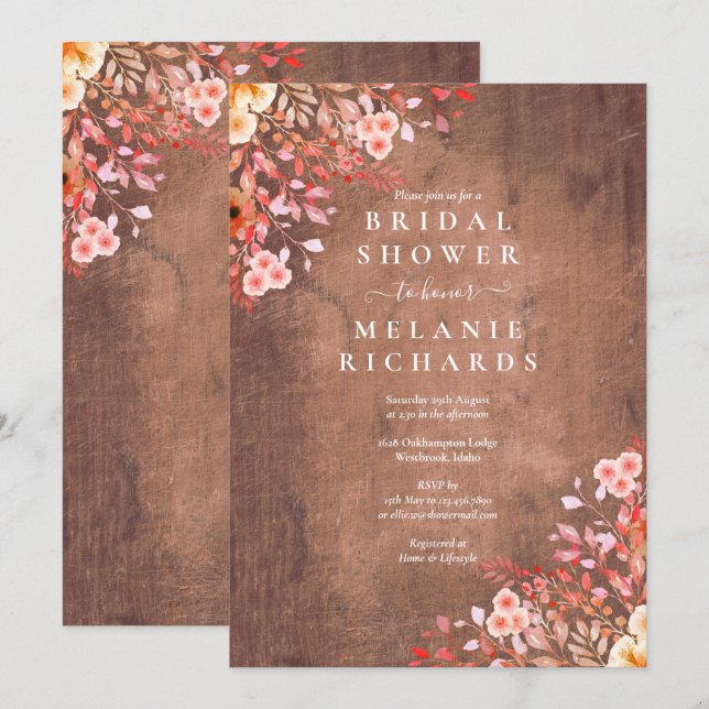 Invitation Fleurs sauvages rustiques Fête de mariage floral (Devant / Derrière)