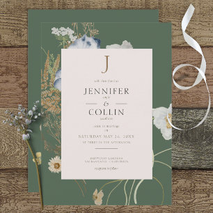 Invitation Fleurs sauvages sur carton d'invitation de mariage