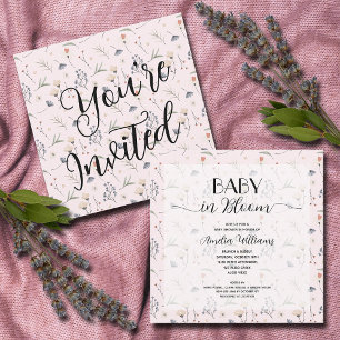 Invitation Fleurs sauvages sur le Baby shower de fille rose