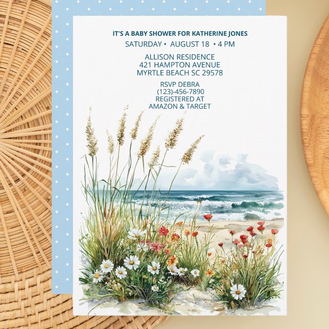 Invitation Fleurs sauvages sur le Baby shower de plage Invita (Créateur téléchargé)