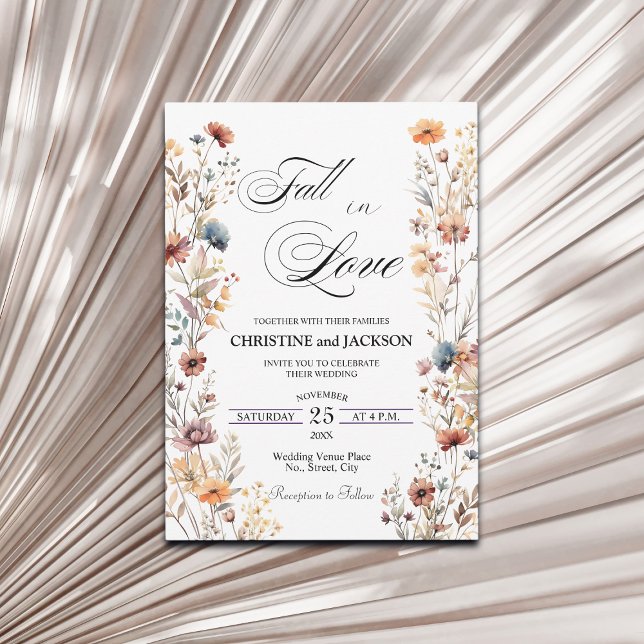 Invitation Fleurs sauvages tombent amoureux Mariage élégant (Créateur téléchargé)