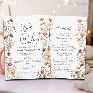 Invitation Fleurs sauvages tombent dans l'amour Détails sur l