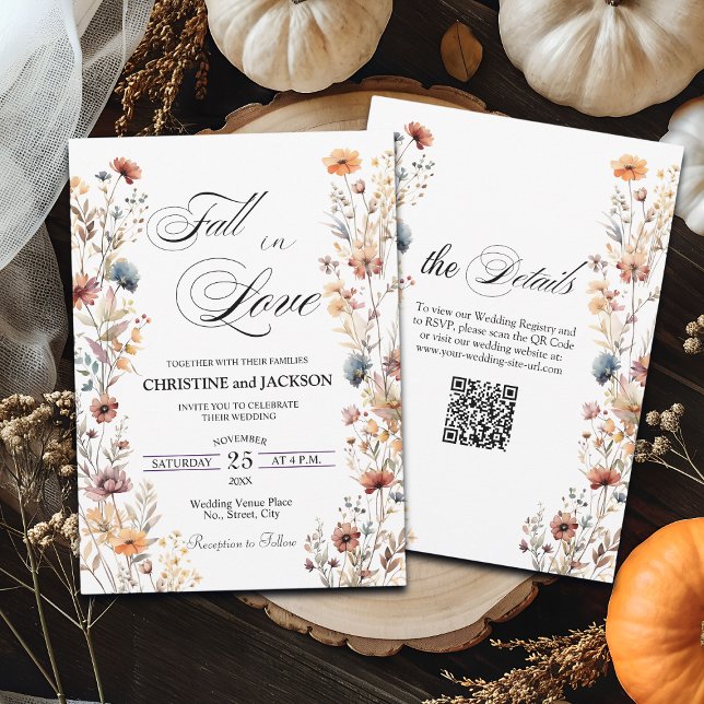 Invitation Fleurs sauvages tombent dans l'amour QR Code Maria (Créateur téléchargé)