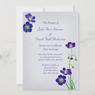Invitation Fleurs sauvages violets foncés sur Mariage Lavende