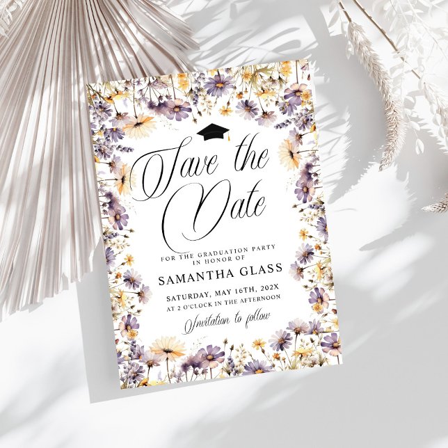 Invitation Fleurs sauvages Violets Modernes Enregistrer La Da (Créateur téléchargé)