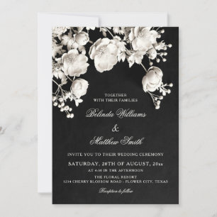 Invitation Fleurs sculptées en ivoire Roses 3D Mariage