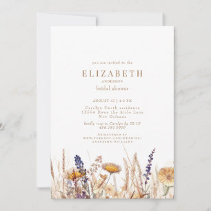Invitation Fleurs Séchées Aquarelle Réception de Mariage Neut