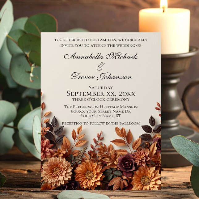Invitation Fleurs Séchées Romantiques Florale Automnale Maria (Créateur téléchargé)