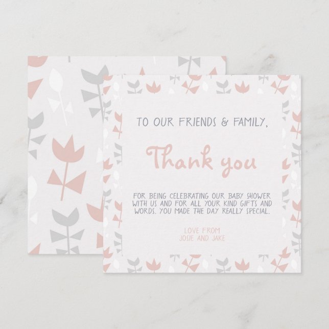 Invitation Fleurs simples baby shower pastel doux (Devant / Derrière)