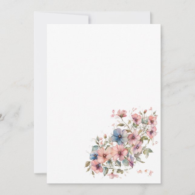 Invitation Fleurs simples et notes de musique Vierge  (Devant)