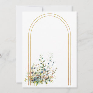 Invitation Fleurs simples et notes musicales Vide