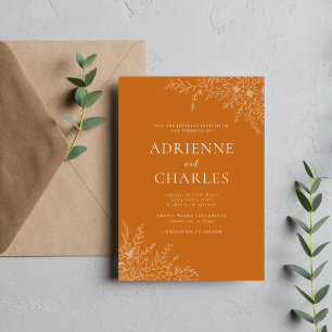 Invitation Fleurs Simplicité 1 Citrouille Orange Mariage Mini